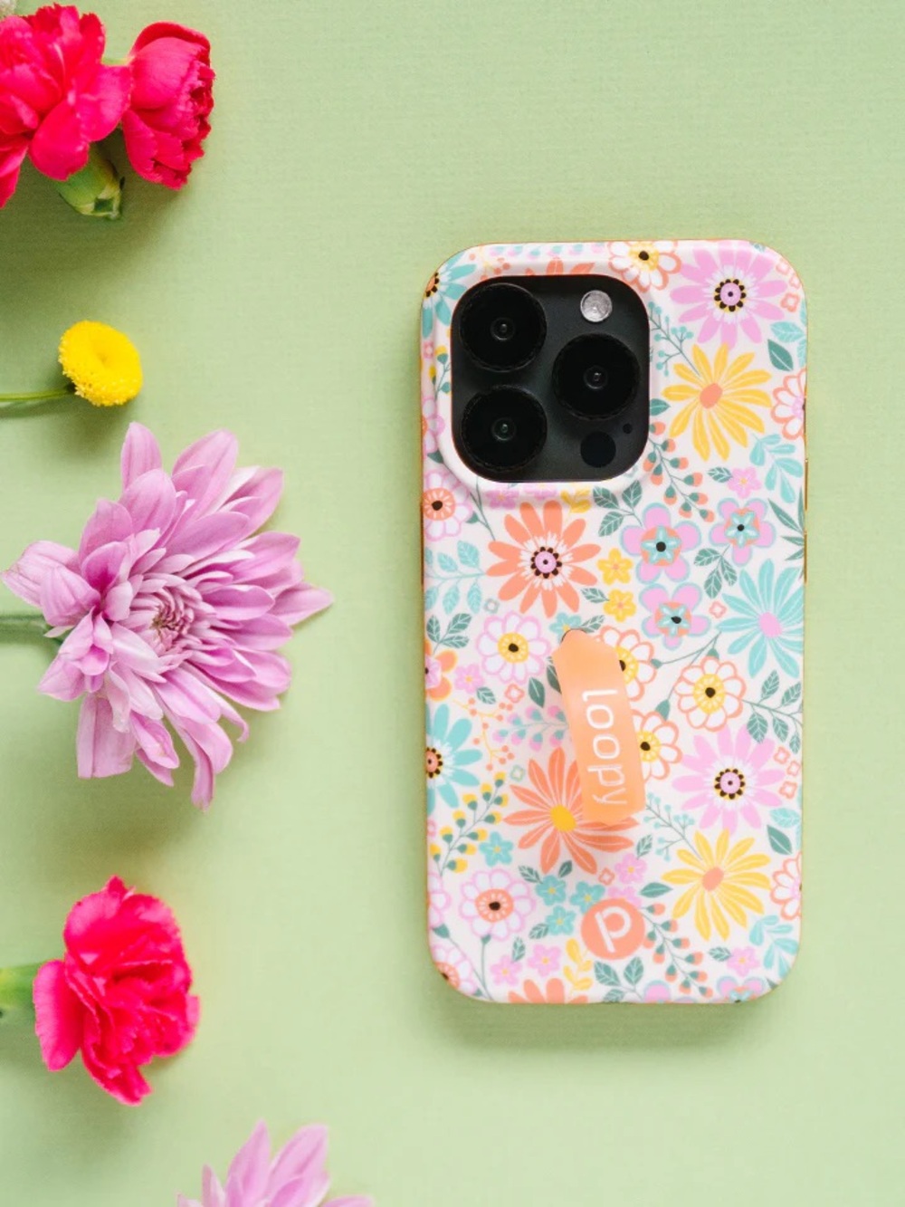 Loopy Cases Floral Burst iPhone 12 / 13 Pro Max Phone Case Dust Bag Loop 6.7 in